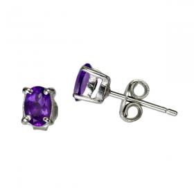 I-be, Amethyst Edelstein facettiert 4x6 mm Ohrstecker, 925 Silber, im Geschenketui, 350322KF 