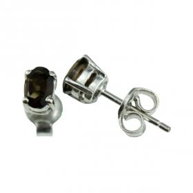 I-be, Rauchquarz Edelstein facettiert 4x6 mm Ohrstecker, 925 Silber, im Geschenketui, 355022KF 