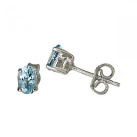 I-be, Topas blau Edelstein facettiert 4x6 mm Ohrstecker, 925 Silber, im Geschenketui, 357222KF 