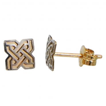 I-be, Keltischer Knoten Ohrstecker Bicolor, 14 k (585) Gold, 5x5 mm, 35585215003P 