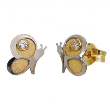 I-be, Schmetterling Ohrstecker Bicolor, 14 k (585) Gold, 6x7 mm, 35585187803PS 