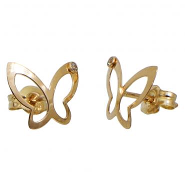 I-be, Schmetterling Ohrstecker, 14 k (585) Gold, 8x10 mm, 35585603401P 