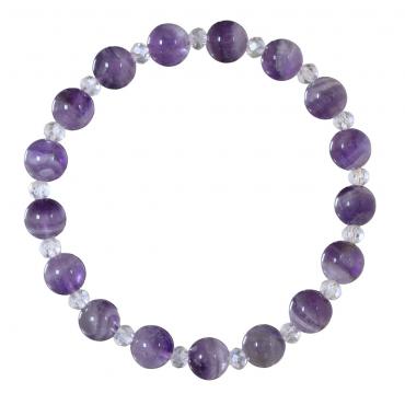 I-be, Amethyst, Bergkristall Edelstein Armband, 50032107-8 Stretch 