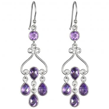 I-be, Amethyst Edelstein Ohrringe facettiert, 925 Silber, im Geschenketui, 390321+4x24 