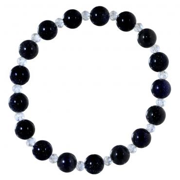 I-be, Blaufluss Bergkristall Edelstein Armband, 50102107-8 Stretch 