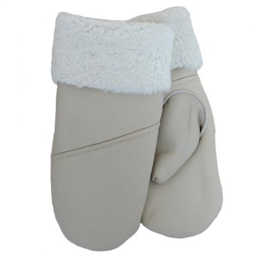 SamWo, Handschuhe/Fäustlinge für Damen, 100% Lammfell, Größe: M, natur q 