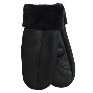 SamWo, Handschuhe/Fäustlinge für Damen, 100% Lammfell, Größe: M, dunkelbraun 