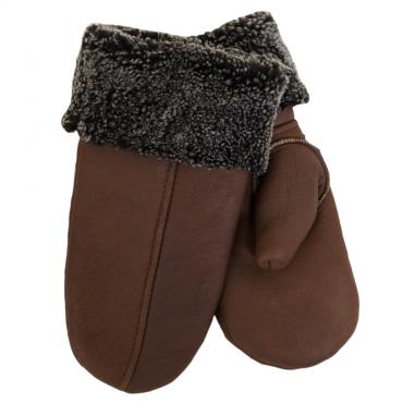 SamWo, Handschuhe/Fäustlinge für Damen, 100% Lammfell, Größe: M, mittelbraun 