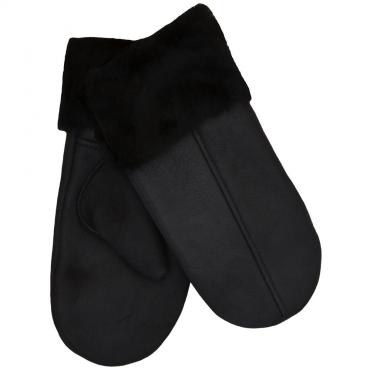 SamWo, Handschuhe/Fäustlinge für Damen, 100% Lammfell, Größe: S, schwarz 