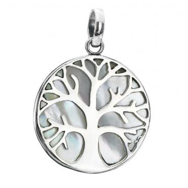 I-be, Perlmutt Anhänger Lebensbaum, 925 Silber, 204701 BDL mittel 