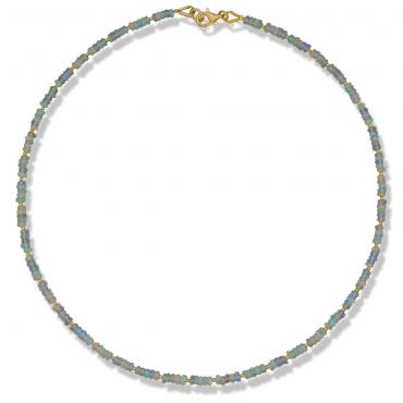 I-be, Äthiopischer Opal Collier/ Kette Ø 3,6 mm, Karabinerverschluss 925 Sterling Silber vergoldet, im Geschenketui  4445 