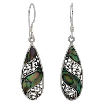 I-be, Paua Muschel Abalone Design Ohrringe, 925 Silber, 3982D2 