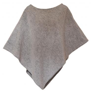 SamWo, Poncho aus 100% natürliche Merinowolle light grey hellgrau