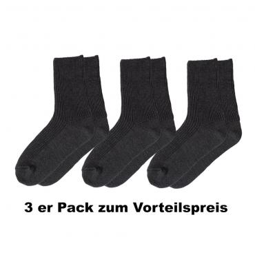 SamWo, Schafwollsocken aus 100% Merinowolle faserverstärkt, mittlere Stärke anthrazit, 35-38 m/anth 3er 35-38 | anthrazit 3x