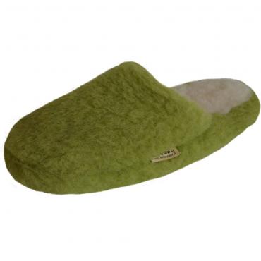 SamWo, Schafwoll-Wohlfühl-Hausschuhe/Pantoffeln,weiche rutschfeste Sohle,100% Schafwolle 37-38 | green pea