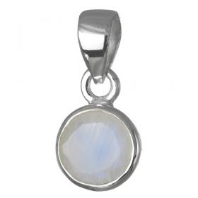 I-be, Regenbogen Mondstein Edelstein Anhänger 925 Silber, Länge: 1,8 cm im Geschenketui, 207921/8 