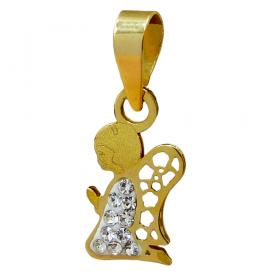 I-be, Engel mit Zirkonia Anhänger, 14 k (585) Gold, 7x16 mm, 20585652601CS 