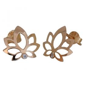 I-be, Lotus Blume mit Zirkonia Ohrstecker, 14 Karat 585 Gold, 9x11 mm, im Geschenketui, 35585262501PS 