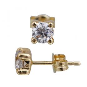 I-be, Zirkonia 4eck Ohrstecker, 14 k (585) Gold, 4,5x4,5 mm, 35585628201PS 