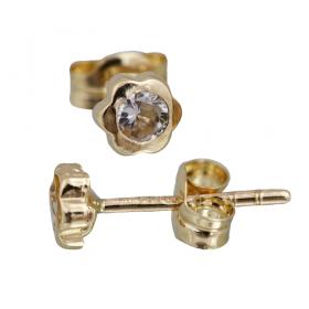 I-be, Zirkonia Blüten mini Ohrstecker, 14 k (585) Gold, 3 mm, 35585CHM3 