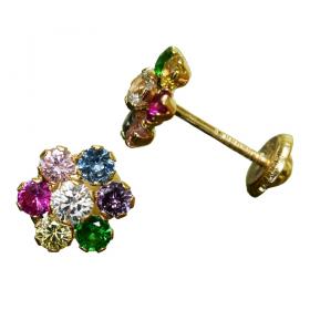 I-be, Chakra Blüten Ohrstecker, 14 k (585) Gold, 6,5x6,5 mm, 35585230401PS 