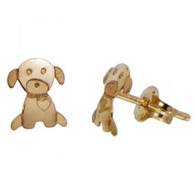 I-be, Hund mit Herz Ohrstecker, 14 k (585) Gold, 6x6,5 mm, 35585213001P 