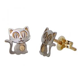 I-be, Katze Ohrstecker, 14 k (585) Gold, 7x7 mm, 35585144603P 