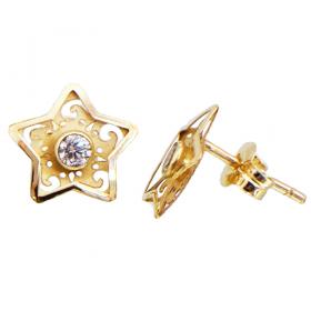 I-be, Stern 3D Zirkonia Ohrstecker, 14 k (585) Gold, 9 mm, 35585141001PS 