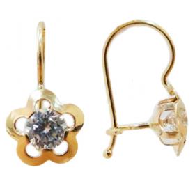 I-be, Blumen Zirkonia Ohrringe, 14 k (585) Gold, 7,5x14 mm, 39585661001PH 