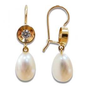 I-be, Süßwasserpelen Zirkonia Ohrringe ,14 k (585) Gold, 6x24 mm, 39585817401PH 