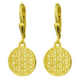 I-be, Ohrringe Blume des Lebens, 925 Silber vergoldet, im Geschenketui, 39SG BDL KB 
