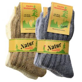 Alpaka Wollsocken Natur im Doppelpack 39-42 |  hellgrau-anthrazit