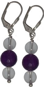 I-be, Amethyst, Bergkristall Edelstein Ohrringe 925 Silber, Länge 4,0 cm im Geschenketui, 38120721031207 