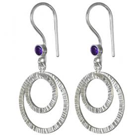 I-be, Amethyst Edelstein Ohrringe 925 Silber,Gesamtlänge: 4,5 cm, im Geschenketui, 390321/2K 