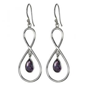 I-be, Amethyst Edelstein Ohrringe Tropfen facettiert 925 Silber, Gesamtlänge 5,8 cm im Geschenketui, 390324/8/S 