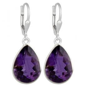 I-be, Amethyst facettiert Edelstein Tropfen  Ohrringe, 925 Silber, Gesamtlänge: 3,3 cm im Geschenketui, 390324 g KB 