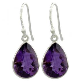 I-be, Amethyst facettiert Edelstein Tropfen  Ohrringe, 925 Silber, Gesamtlänge: 3,3 cm im Geschenketui, 390324 g S 