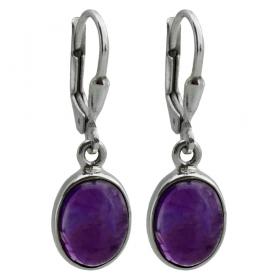 I-be, Amethyst Edelstein oval Ohrringe, 925 Silber, Gesamtlänge: 2,9 cm im Geschenketui, 390312 k KB 