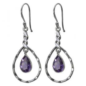 I-be, Amethyst Edelstein Ohrringe Tropfen facettiert 925 Silber, Gesamtlänge: 4,7 cm, im Geschenketui, 390324/4 