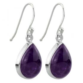 I-be, Amethyst Edelstein Tropfen Ohrringe, 925 Silber, Gesamtlänge: 3,3 cm im Geschenketui, 390324 g S 