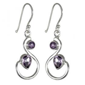 I-be, Amethyst Edelstein Ohrringe 925 Silber,Gesamtlänge: 4 cm, im Geschenketui, 3903210324 
