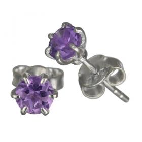I-be, Amethyst Edelstein facettiert Ohrstecker, 925 Silber, im Geschenketui, 350321KF 