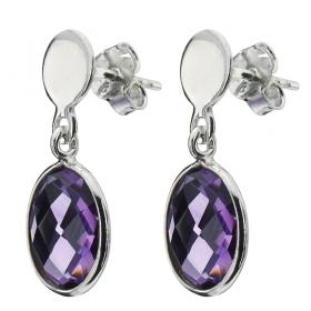 I-be, Amethyst Edelstein facettiert Ohrstecker, 925 Silber, im Geschenketui, 350322 Hänger 