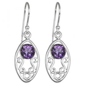 I-be, Amethyst Edelstein Ohrringe facettiert, 925 Silber, im Geschenketui, 390321 NV6 