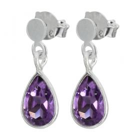 I-be, Amethyst Edelstein facettiert Ohrstecker, 925 Silber, im Geschenketui, 350324 Hänger 