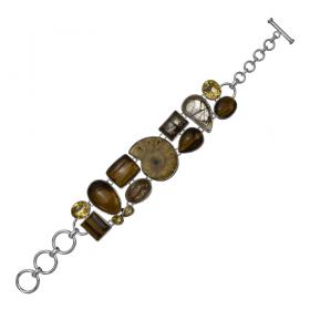 I-be,Rutilquarz,Citrin,Tigerauge, Ammonit Armband 