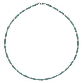 I-be, Apatiit facettiert Edelstein Süßwasserperlen Halskette, 925 Silber, im Geschenketui, 440468 