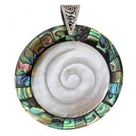 I-be, Paua Muschel, Perlmutt, Anhänger groß rund, 20824701g MS 
