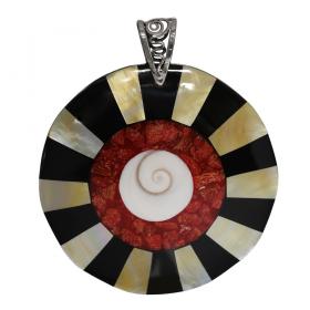 I-be, Perlmutt, Koralle, Shiva Eye Anhänger groß rund, 2047278301g MS 