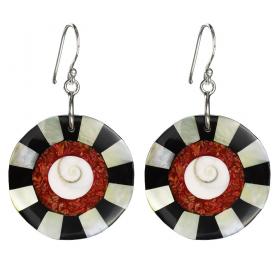 I-be, Perlmutt, Koralle, Shiva Eye Ohrringe rund, 3947278301 MS 